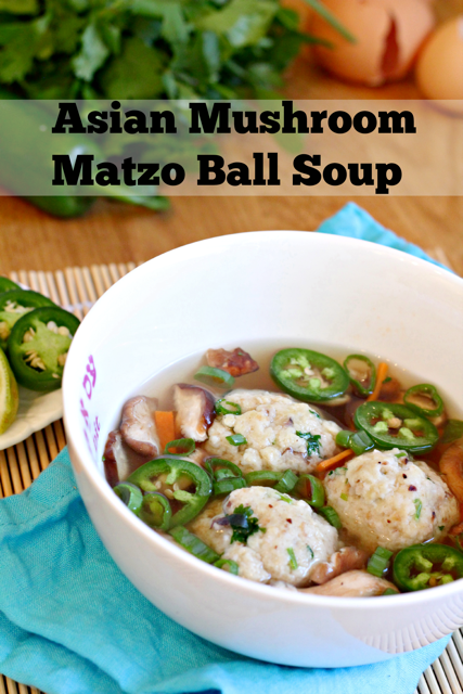 Asian Mushroom Matzah Ball Soup 