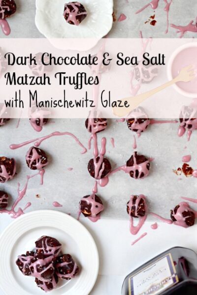 Dark Chocolate Sea Salt Matzo Truffles with Manischewitz Glaze