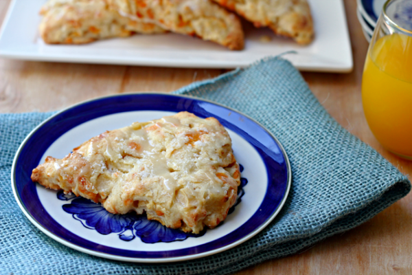 Apple and Cheddar Scones with Honey Glaze