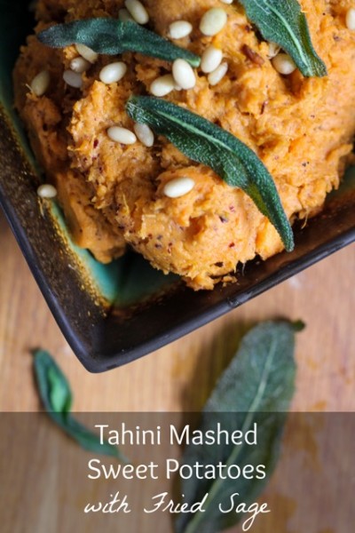 Tahini Mashed Sweet Potatoes with Fried Sage