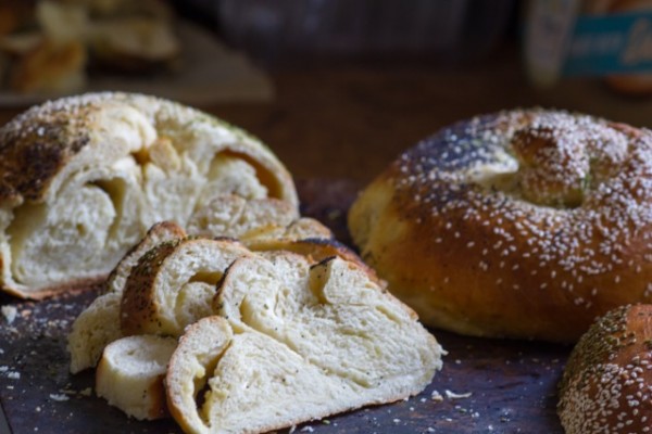Cheesy Garlic Bread Stuffed Challah