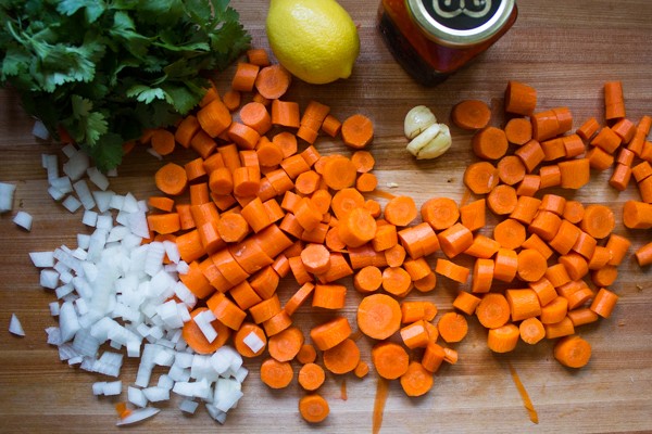 Carrot Harissa Soup with Za'atar Croutons
