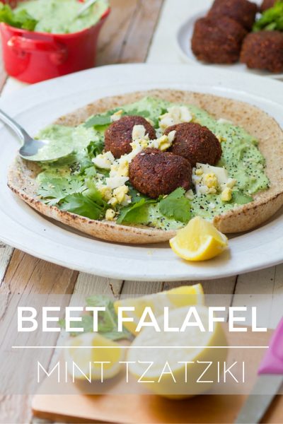 Beet Falafel with Mint Tzatziki
