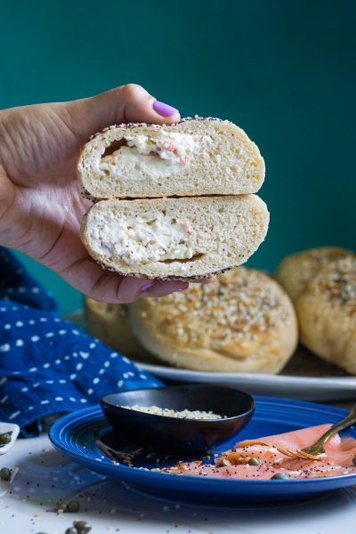 Lox and Schmear Stuffed Everything Bagels