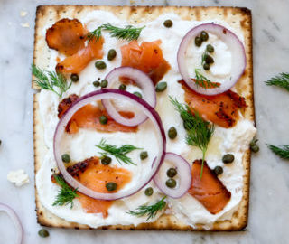 Lox and Horseradish Schmear Matzah Pizza - What Jew Wanna Eat