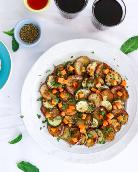 Marinated Eggplant and Zucchini with Persimmon