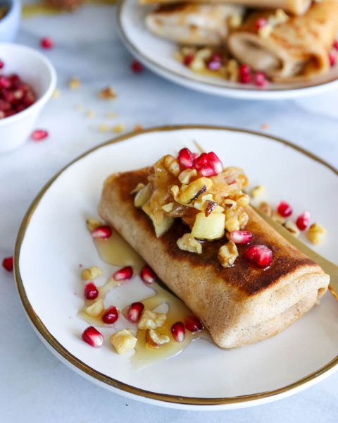 Caramelized Onion, Apple and Goat Cheese Blintzes