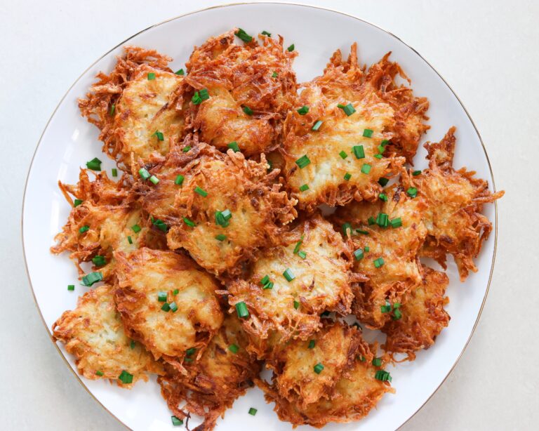 Crispy potato latkes for Hanukkah