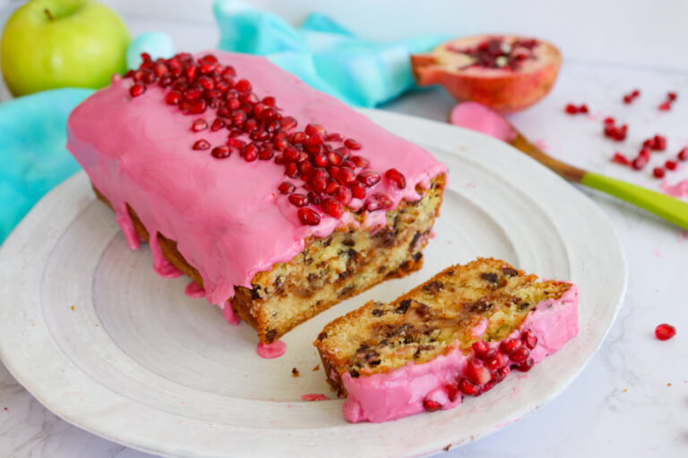 Chocolate Chip Apple Cake with Pomegranate Glaze recipe