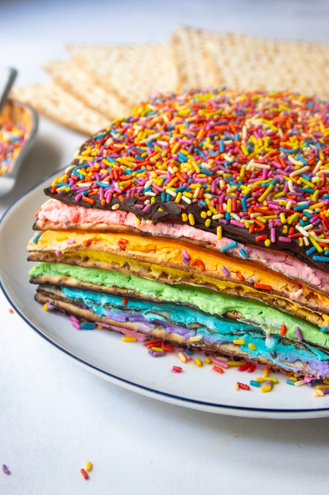 Rainbow Matzah Cake With Chocolate Ganache 24