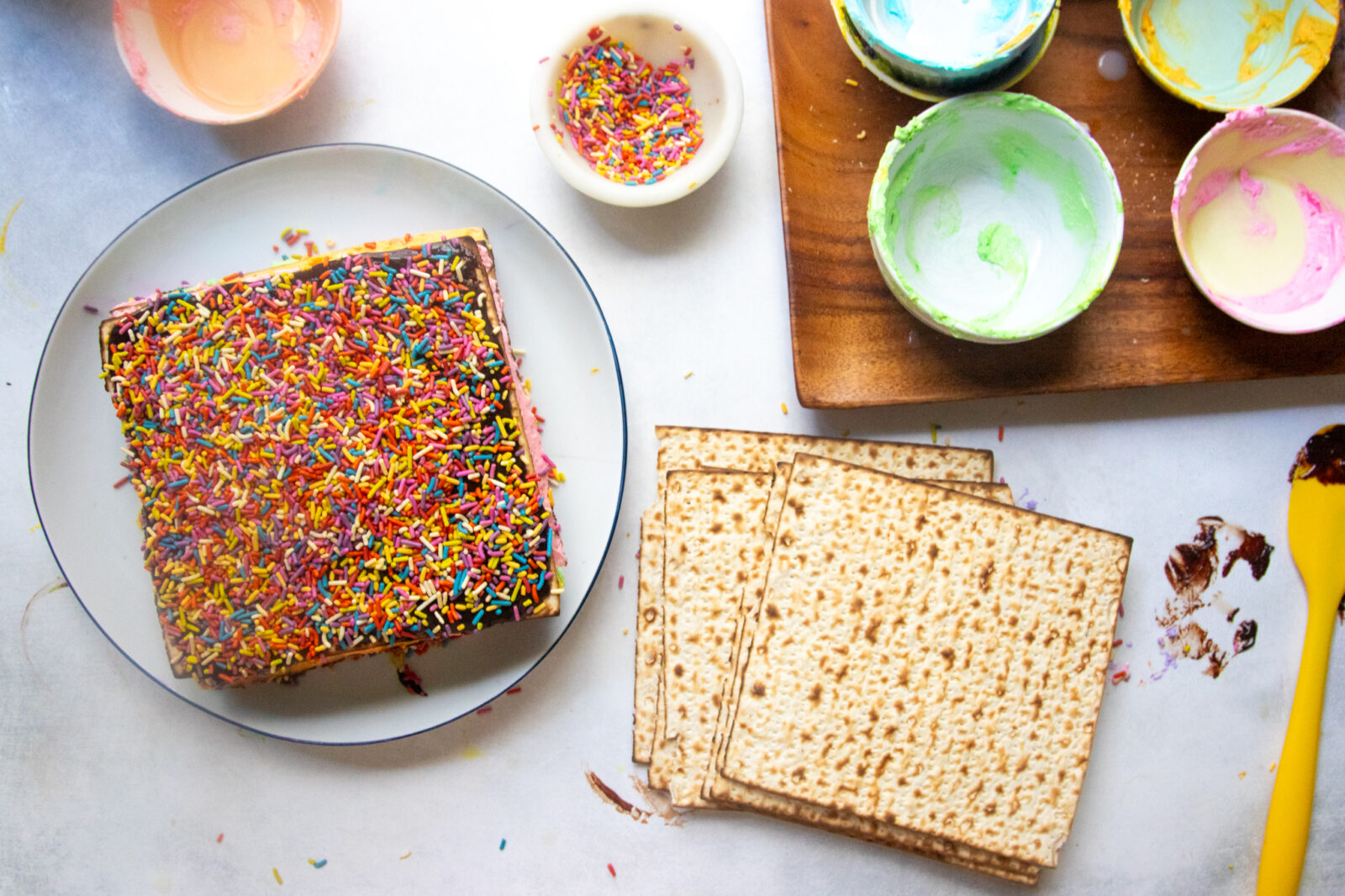 Rainbow Matzah Cake With Chocolate Ganache 26