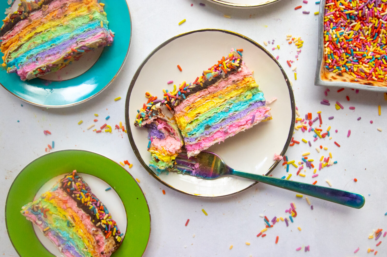 Rainbow Matzah Cake With Chocolate Ganache 33