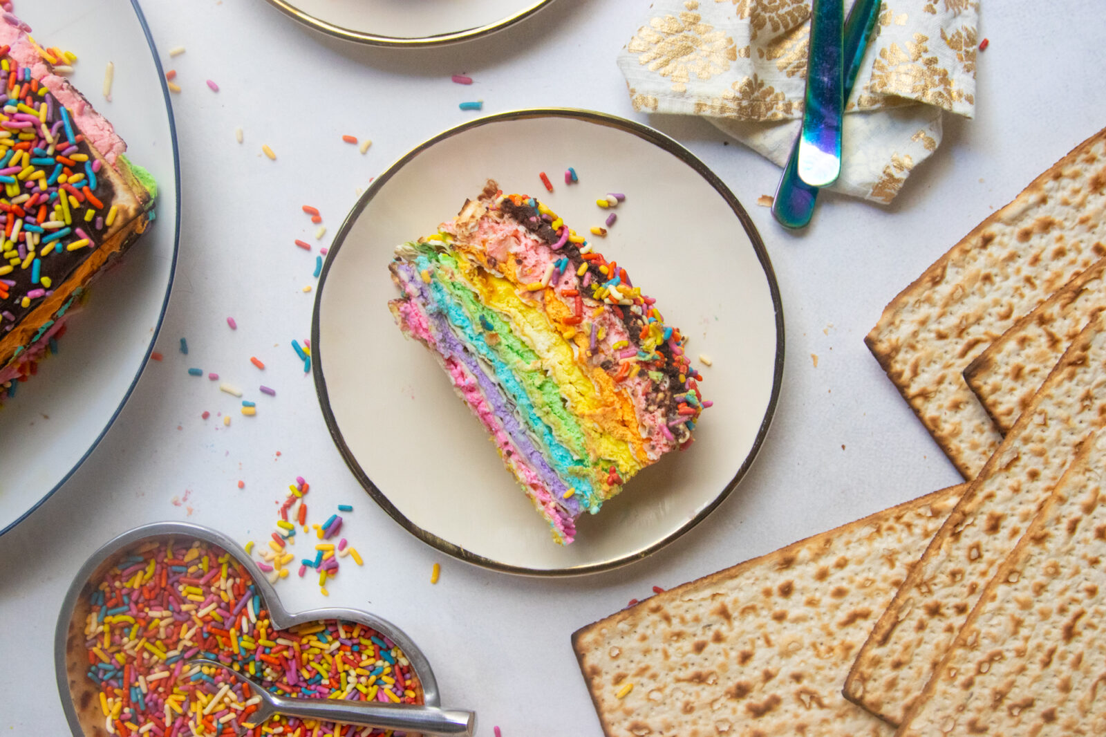 Rainbow Matzah Cake With Chocolate Ganache 47