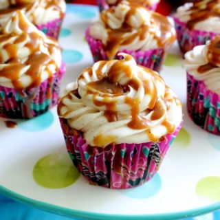 Apple Cupcakes with Cinnamon Cream Cheese Frosting and Honey Caramel