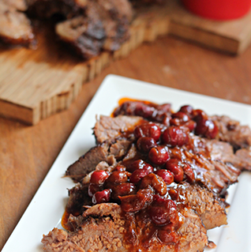Bourbon and Coffee Braised Brisket with Cranberry Sauce