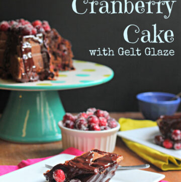 Chocolate Cranberry Cake with Gelt Glaze by What Jew Wanna Eat for Thanksgiving, Thanksgivukkah or Hanukkah!