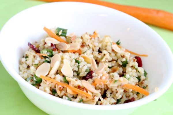 Roasted Almond and Cranberry Quinoa and Bulgur Salad