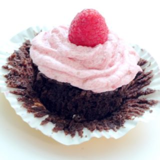 Flourless Chocolate Cupcakes with Raspberry Frosting