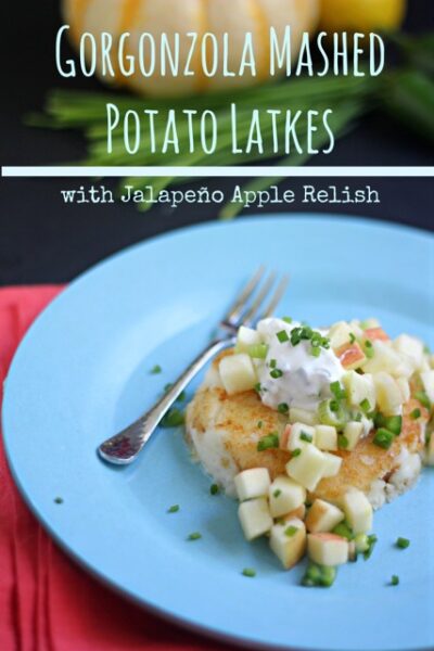 Gorgonzola Mashed Potato Latkes with Jalapeño Apple Relish