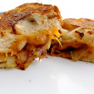 Grilled Cheese with Caramelized Onions on Apple Challah