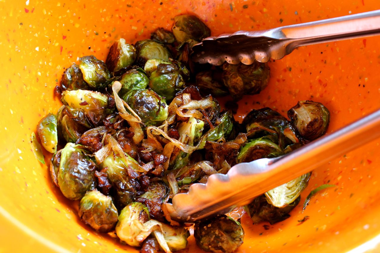 roasted brussels sprouts with gribenes