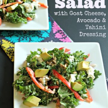 Kale Salad with Goat Cheese, Avocado and Tahini Dressing