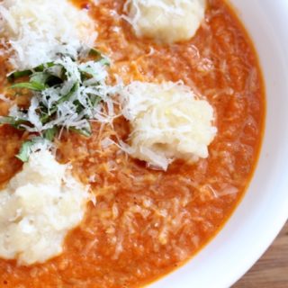 Roasted Tomato Basil Soup with Parmesan Spatzle
