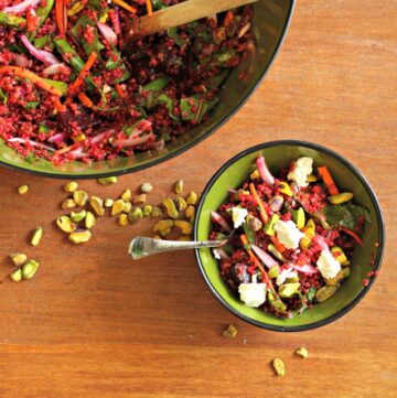 Red Quinoa and Beet Salad With Goat Cheese and Pistachios